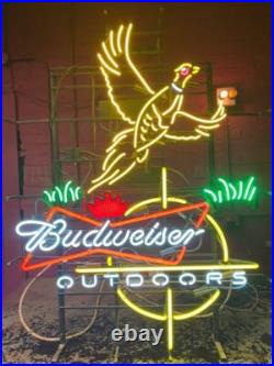Flying Pheasant Hunters Outdoors Lager Beer Neon Light Sign Lamp Decor YU 24x24