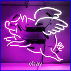 Flying Pig Neon Sign Light Beer Bar Pub Wall Decor Visual Artwork Gift 19''x15'