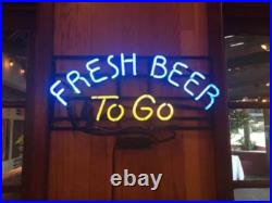 Fresh Beer To Go Neon Sign 24x14 Font Custom Glass Artwork For Pub Restaurant
