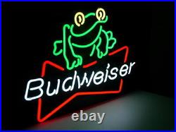 Frog Beer Bar Open Bowtie 24x20 Neon Light Sign Lamp Wall Decor Party Gift Pub