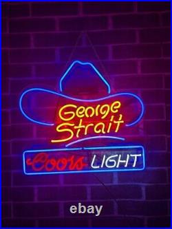 George Strait Cowboy Hat Beer Acrylic Neon Light Sign 20x16 From USA