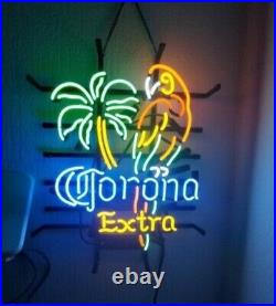 Glass Neon Sign Corona Beer Parrot Light