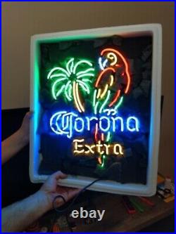 Glass Neon Sign Corona Beer Parrot Light