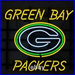 Green Bay Packers 20x16 Neon Sign Bar Lamp Glass Hanging Nightlight Beer EY54