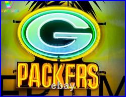 Green Bay Packers Logo Neon Light Sign Lamp 17x17 With HD Vivid Printing