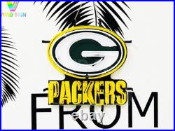 Green Bay Packers Logo Neon Light Sign Lamp 17x17 With HD Vivid Printing