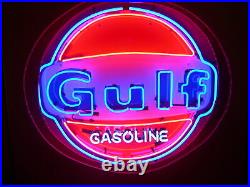 Gulf Gasoline Neon Light Sign 24x24 Beer Bar Decor Lamp Glass
