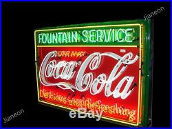 HUGE Coca-Coke-Cola Soda Drink Fountain Service REAL NEON SIGN BEER BAR LIGHT