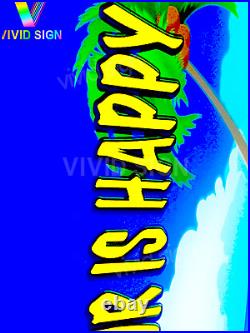 Happy Hour At The Beach Parrot 3d LED 32x14 Neon Sign Light Lamp Beer Bar