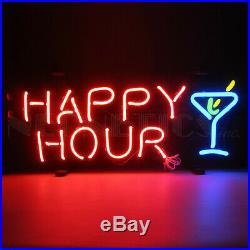 Happy Hour neon sign Beer home tiki Bar Martini hand blown Glass wall lamp light