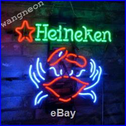 Heineken Beer Red Star & CRAB Seafood Shop Neon Sign Pub Bar Light Home Decor