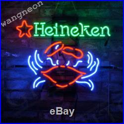 Heineken Beer Red Star & CRAB Seafood Shop Neon Sign Pub Bar Light Home Decor