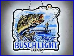 Hooked Fish Bass Largemouth Fishing 3D LED Light Beer Sign Neon Lamp 20x18