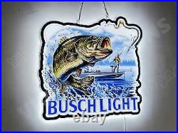 Hooked Fish Bass Largemouth Fishing 3D LED Light Beer Sign Neon Lamp 20x18