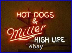 Hot Dog And Beer High Life Neon Light Sign Lamp Dogs Wall Decor Bar Open 20x16