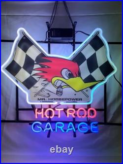 Hot Rod Garage Sports Car 20x16 Neon Light Sign Lamp With HD Vivid Printing