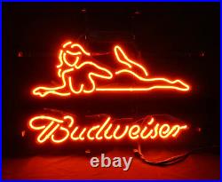 Hot Sexy Girl Neon Sign Bud Weiser Beer Pub Night Club Bar Vintage Man Cave