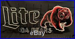 Huge 5' Miller Lite Chicago Bears Fierce Face Bear Neon Beer Sign Bar Light