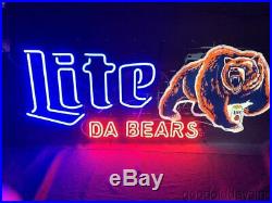 Huge 5' Miller Lite Chicago Bears Fierce Face Bear Neon Beer Sign Bar Light