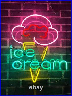 Ice Cream Open Neon Sign Beer Bar Pub Cave Restaurant Wall Decor 19x15