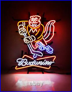 Ice Hockey Beer Logo Neon Sign Bar Handcraft Wall Decor Custom Gift 20x24