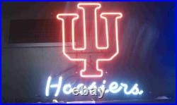 Indiana Hoosiers Logo Neon Light Sign 17x14 Beer Lamp Decor Bar Real Glass