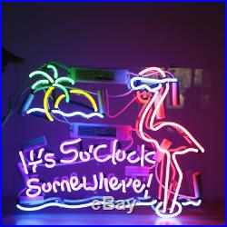 It's 5 O'clock Somewhere Neon Light Sign Flamingos Home Beer Bar Pub Shop Lamp