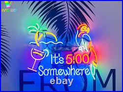 It's 500 Somewhere Parrot Palm Tree Acrylic 20x16 Neon Sign Light Lamp Beer