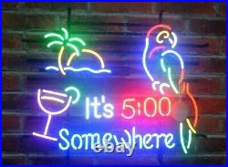 It's 500 Somewhere Parrot Palm Tree Neon Lamp Light Sign Bar Beer Decor 24x20