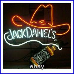 Jack Daniels's Bottle Cowboy Real Neon Sign Beer Bar Light Lamp Home Decor Gift