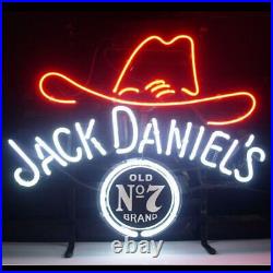 Jack Lives Here Old 7 Hat Whiskey 17x14 Neon Light Sign Lamp Beer Bar Decor