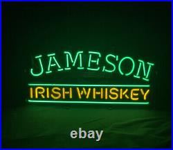 Jameson Irish Whiskey Beer Neon Sign Font Real Glass Visual Wall Lamp 20x16