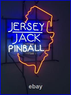 Jersey Jack Pinball Game Room Neon Sign 20x16 Bar Beer Glass Light Lamp Room