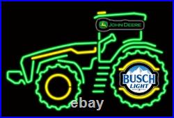 John Deere Farm Tractor Busch Light Beer LED Neon Light Lamp Sign With Dimmer