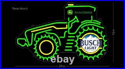 John Deere Farm Tractor Busch Light Beer LED Neon Light Lamp Sign With Dimmer