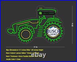 John Deere Farm Tractor Busch Light Beer LED Neon Light Lamp Sign With Dimmer John Deere Farm Tractor Busch Light Beer LED Neon Light Lamp Sign With Dimmer