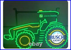 John Deere Tractor Busch Light Neon LED Beer Sign