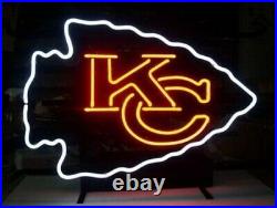 KC Kansas City Chiefs Neon Light Sign 20x16 Beer Cave Gift Real Glass