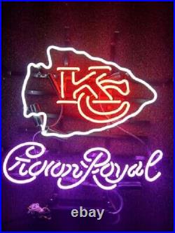 Kansas City Chiefs Crown Royal Neon Light Sign 20x16 Wall Decor Lamp Bar Beer