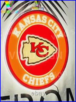 Kansas City Chiefs LED 3D Neon Sign 16x16 Light Lamp Beer Bar
