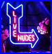 LIVE-NUDES-Metal-Frame-Neon-Sign-17-X13-Real-Glass-Neon-Sign-Light-for-Beer-B-01-cuq