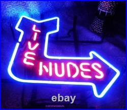 LIVE NUDES Metal Frame Neon Sign 17''X13'' Real Glass Neon Sign Light for Beer B
