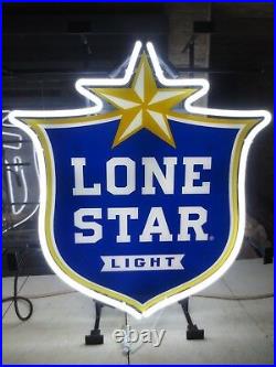 LONE STAR BEER neon shield sign set / bar light Texas rare pearl shiner