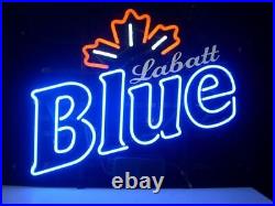 Labatt Blue Beer Maple Leaf 17x14 Neon Light Sign Lamp Bar Real Glass Handamde