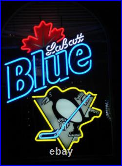 Labatt Blue Beer Pittsburgh Penguins 24x20 Neon Sign Light Lamp Bar Wall Decor
