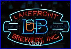 Lakefront Beer Real Glass Artwork Neon Sign Light Bar Wall Window Lamp 24