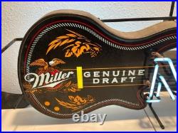 Large Miller Genuine Draft MGD Neon Beer Sign Guitar Rare Man Cave Light Bar