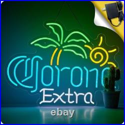 Large Size Beer Neon Sign for Wall Decor Coron Palm Tree Light Up Signs for M