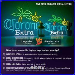 Large Size Beer Neon Sign for Wall Decor Coron Palm Tree Light Up Signs for M