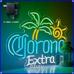 Large Size Beer Neon Sign for Wall Decor Coron Palm Tree Light Up Signs for M